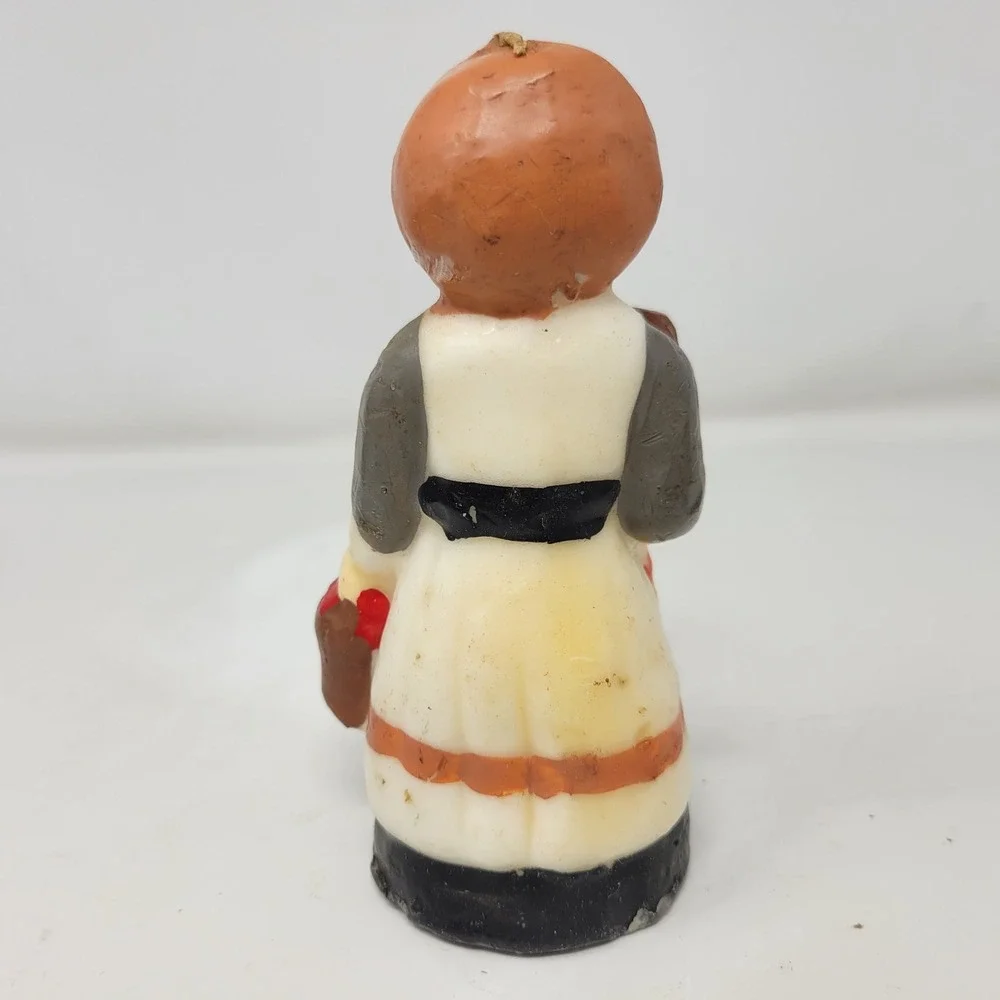 Vintage‎ Thanksgiving Pilgrim Man Woman and Turkey Figural Candle Set of 4